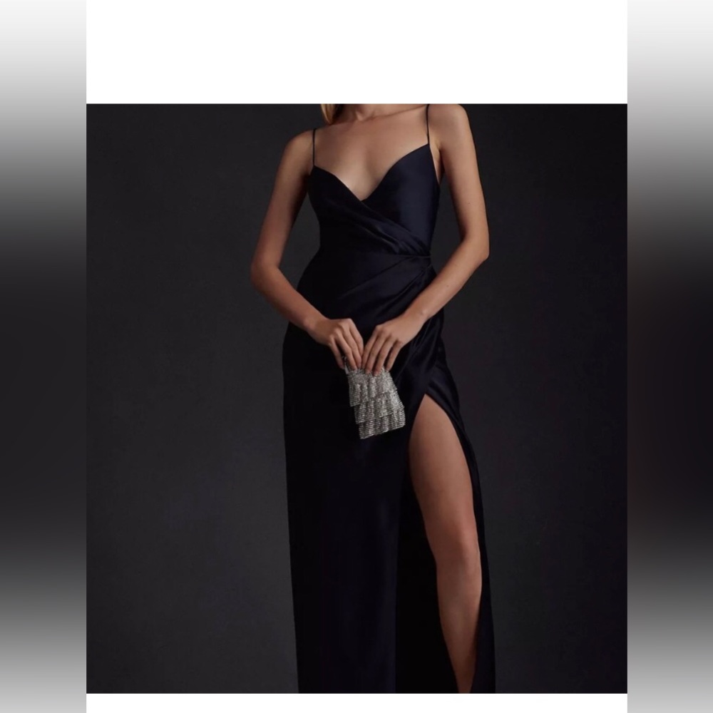 BHLDN Freya Satin Charmeuse Dress. Size 8 Navy